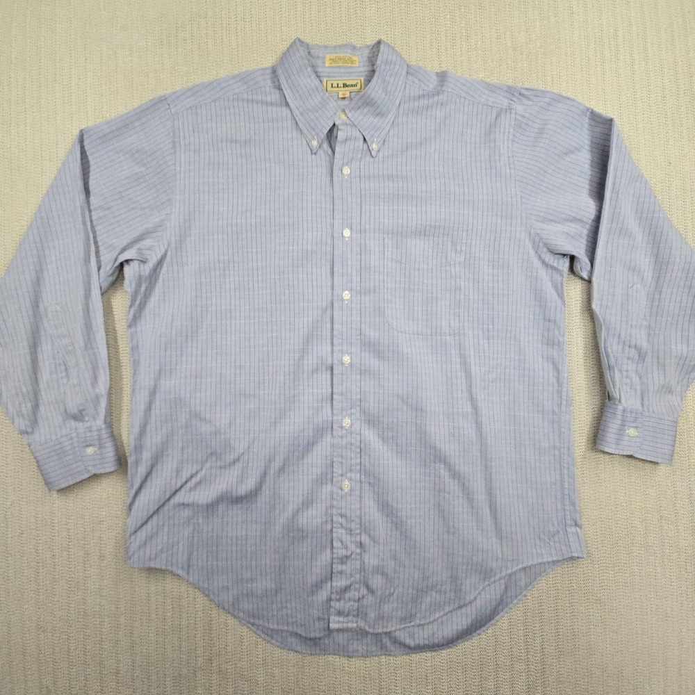 Vintage L.L. Bean Shirt Mens Large Blue Plaid Long Sleeve Button Down Hong‎ Kong